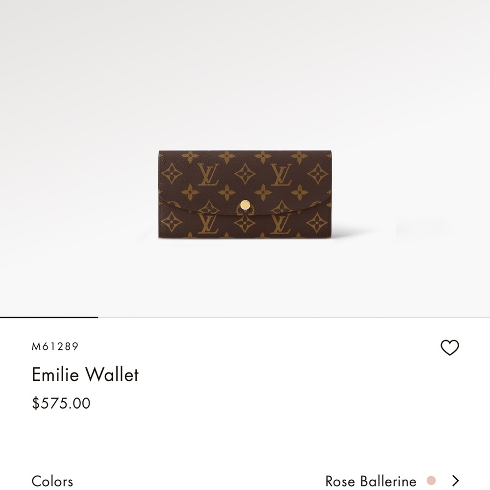 Authentic Louis Vuitton Emilie Monogram Wallet- Rose Ballerine